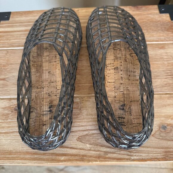 MIA DARLEENE Black Jelly Open Basket Weave Slip On Ballet Flat Shoes Size 8 - Picture 9 of 12